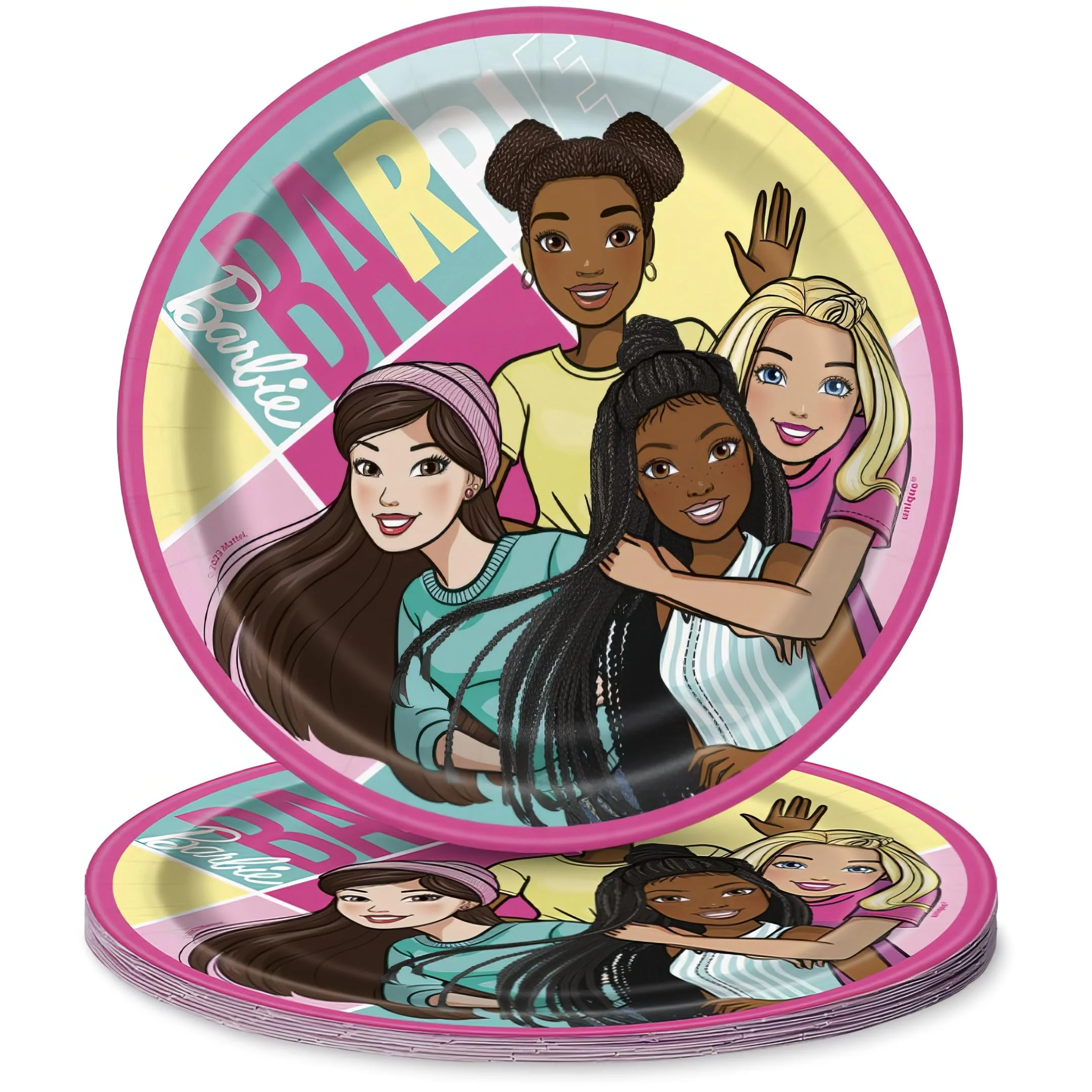 Unique Industries Barbie Plates, 7-inch Diameter, Set of 8, Girl, Birthday, Christening, Party Supplies