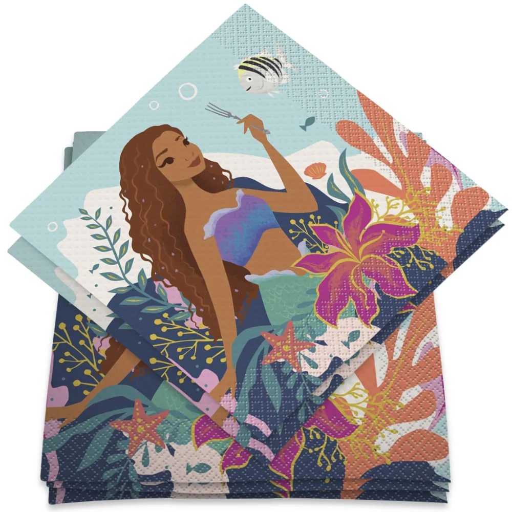 Unique Industries The Little Mermaid Lunch Napkins, Set of 16, Girl, Birthday, Christening, Party Supplies
