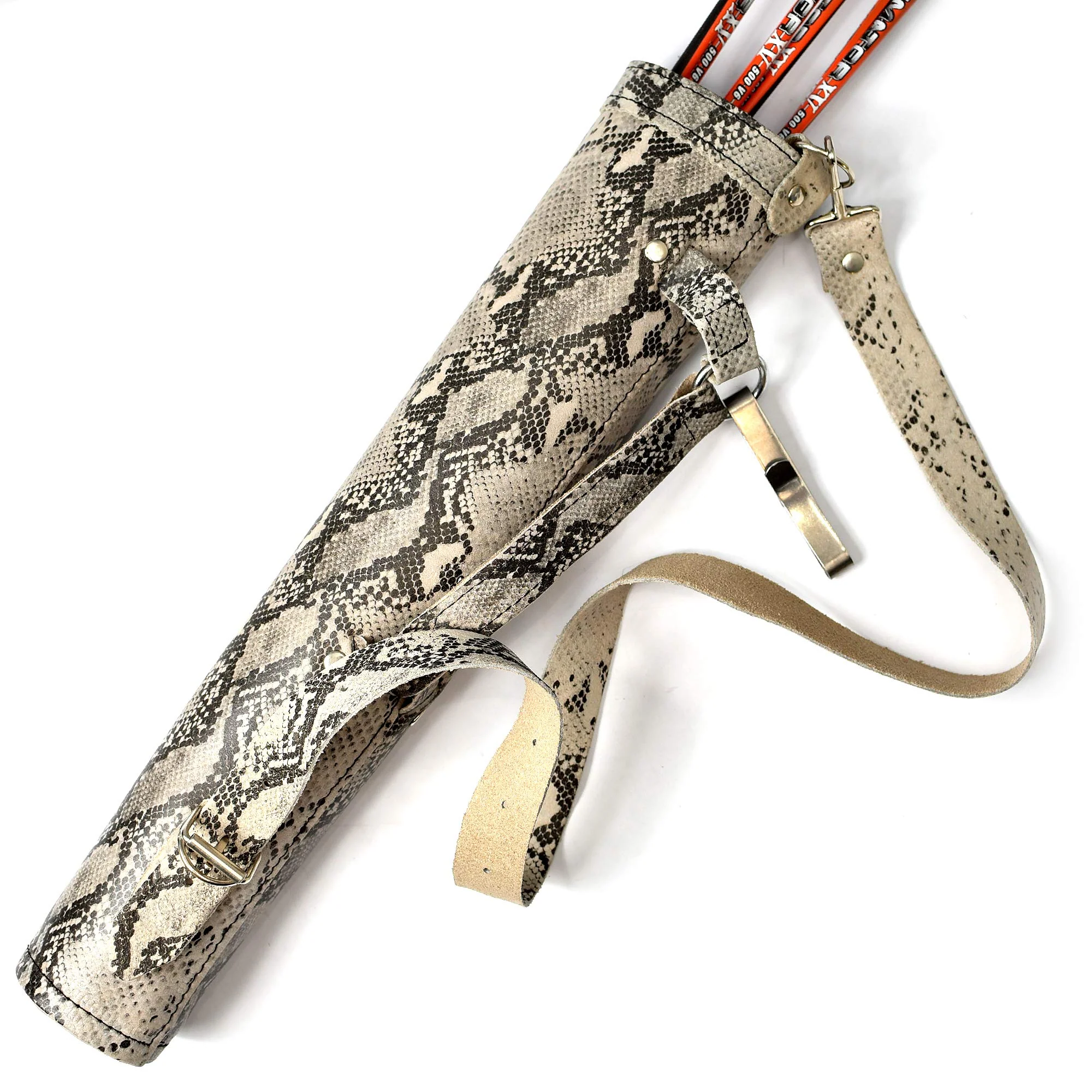 UNIVERSE ARCHERY Back Arrow Quiver | Genuine Suede Leather Arrow Holder | Traditional Handmade Quiver for Archery Sports | Lightweight & Comfortable (43 X 8 cm) (Python Grey)