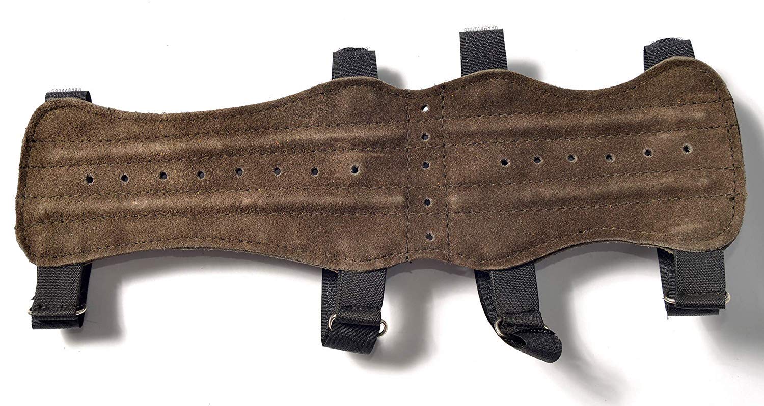 Universe Archery Leather Arm Guards | Bow Arm Protector 4 Strap Archery Guard | High-Grade Adjustable Leather Armguard | Archery Sports Accessories 33X9CM (Dark Brown)