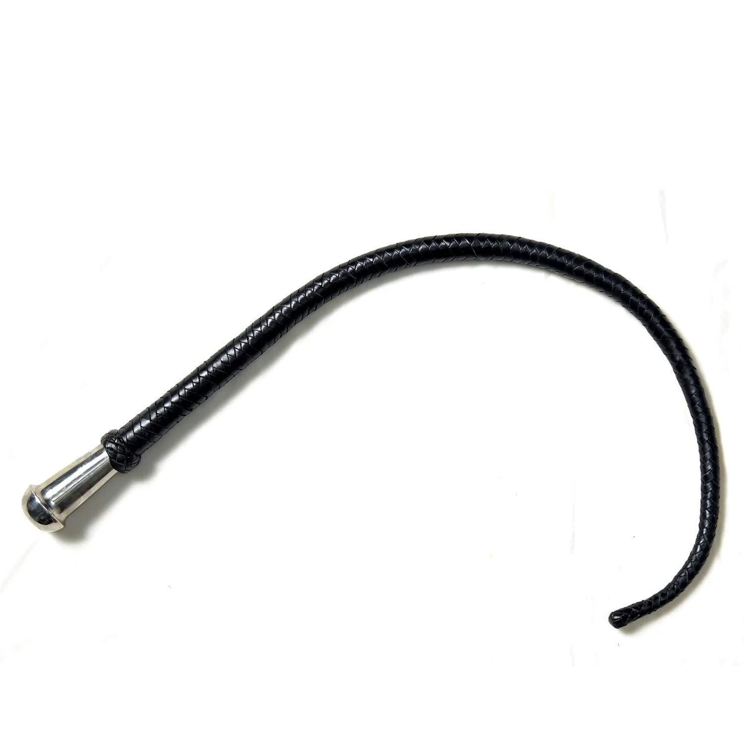 BARESUTRA Training Tails | Fully Handmade Genuine Leather Whip | Horse & Bull Training Whips | Metal Ball Tip Handle | Plait Weaved Riding Crops Whip (3 Feet, Black)