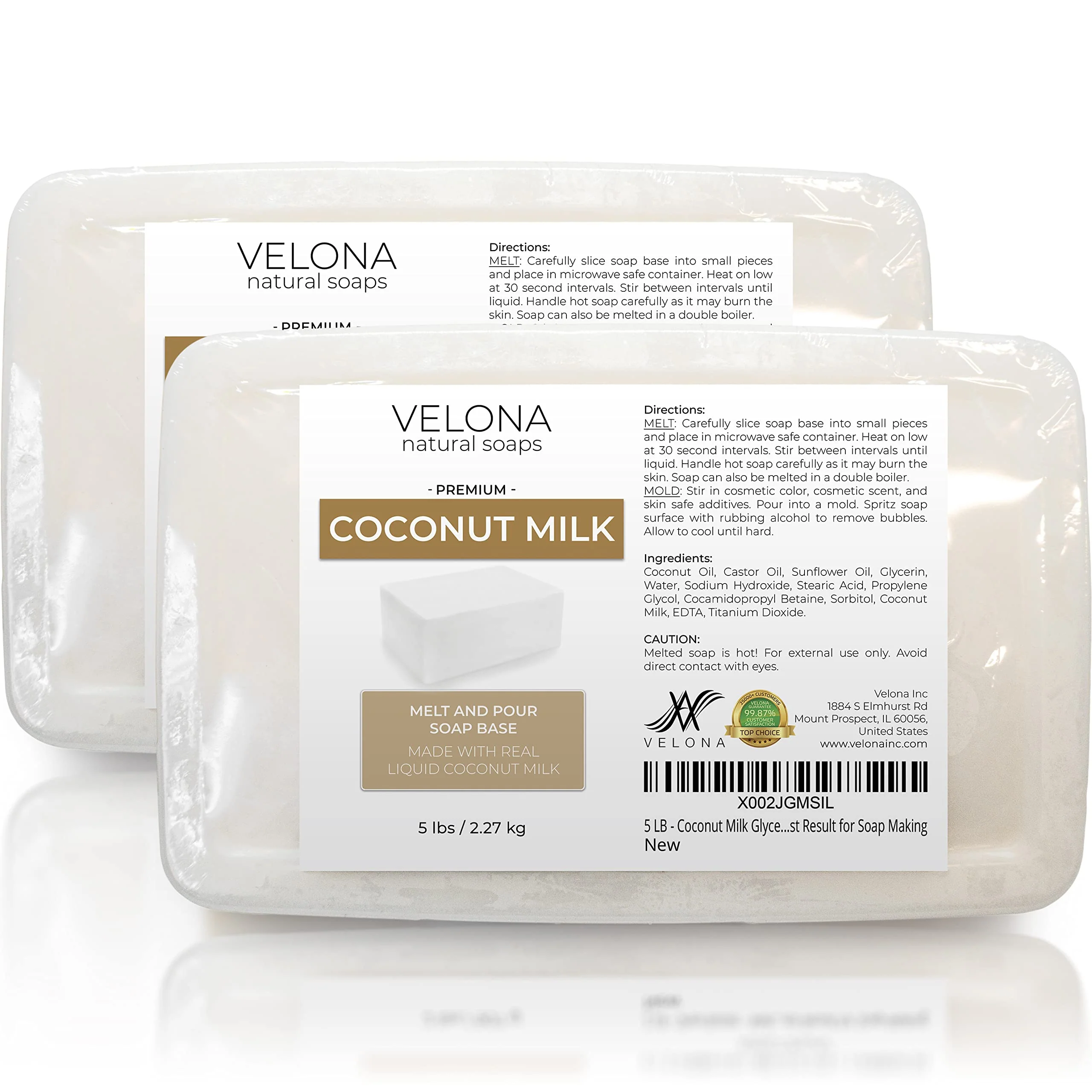 velona 10 LB - Coconut Milk Glycerin Soap Base SLS/SLES Free | Melt and Pour | Natural Bar for The Best Result for Soap Making
