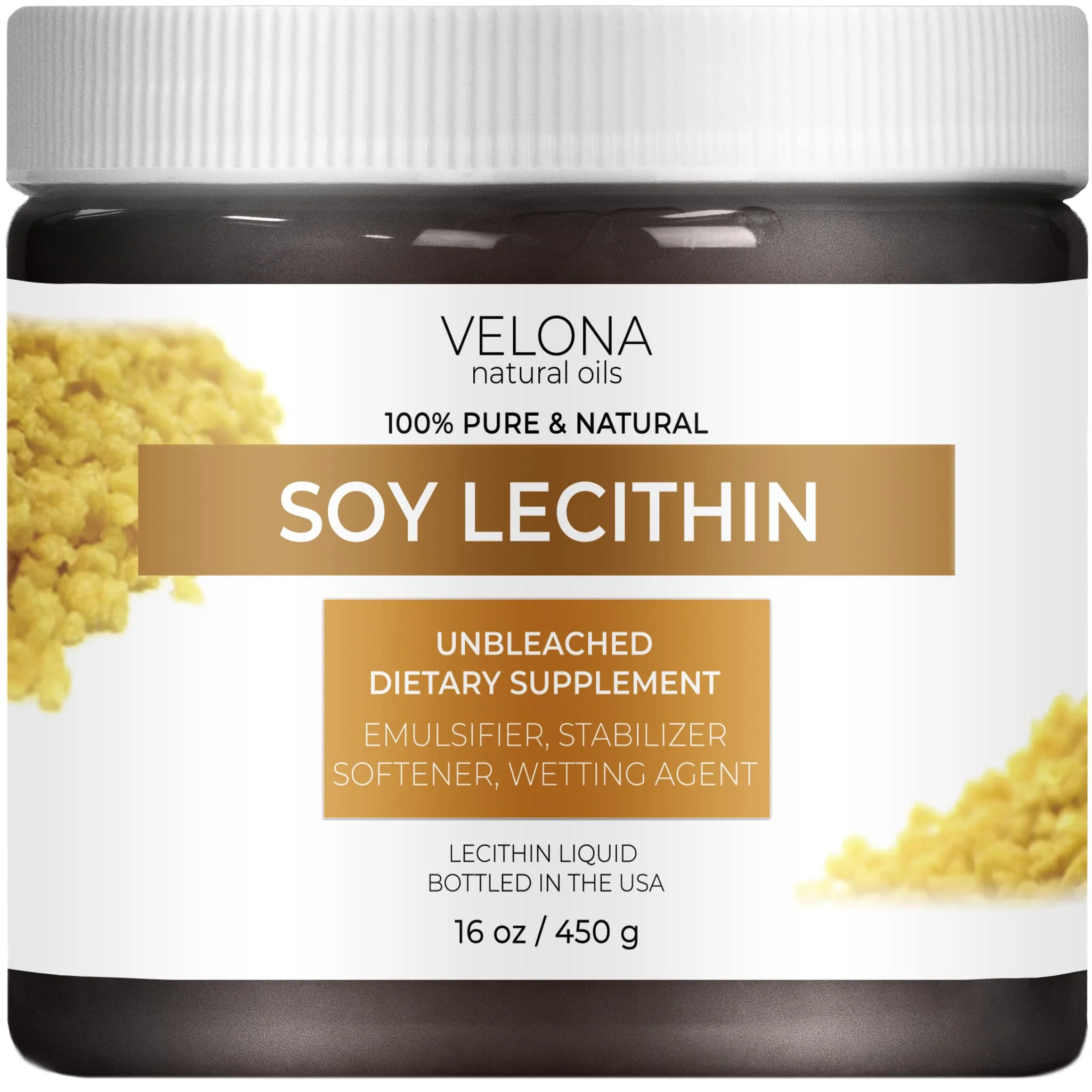 velona Pure Liquid Soy Lecithin 16 oz | Food Grade | Unbleached| Emulsifier, Stabilizer, Softener, Smoother, Wetting Agent | Use Today - Enjoy Results