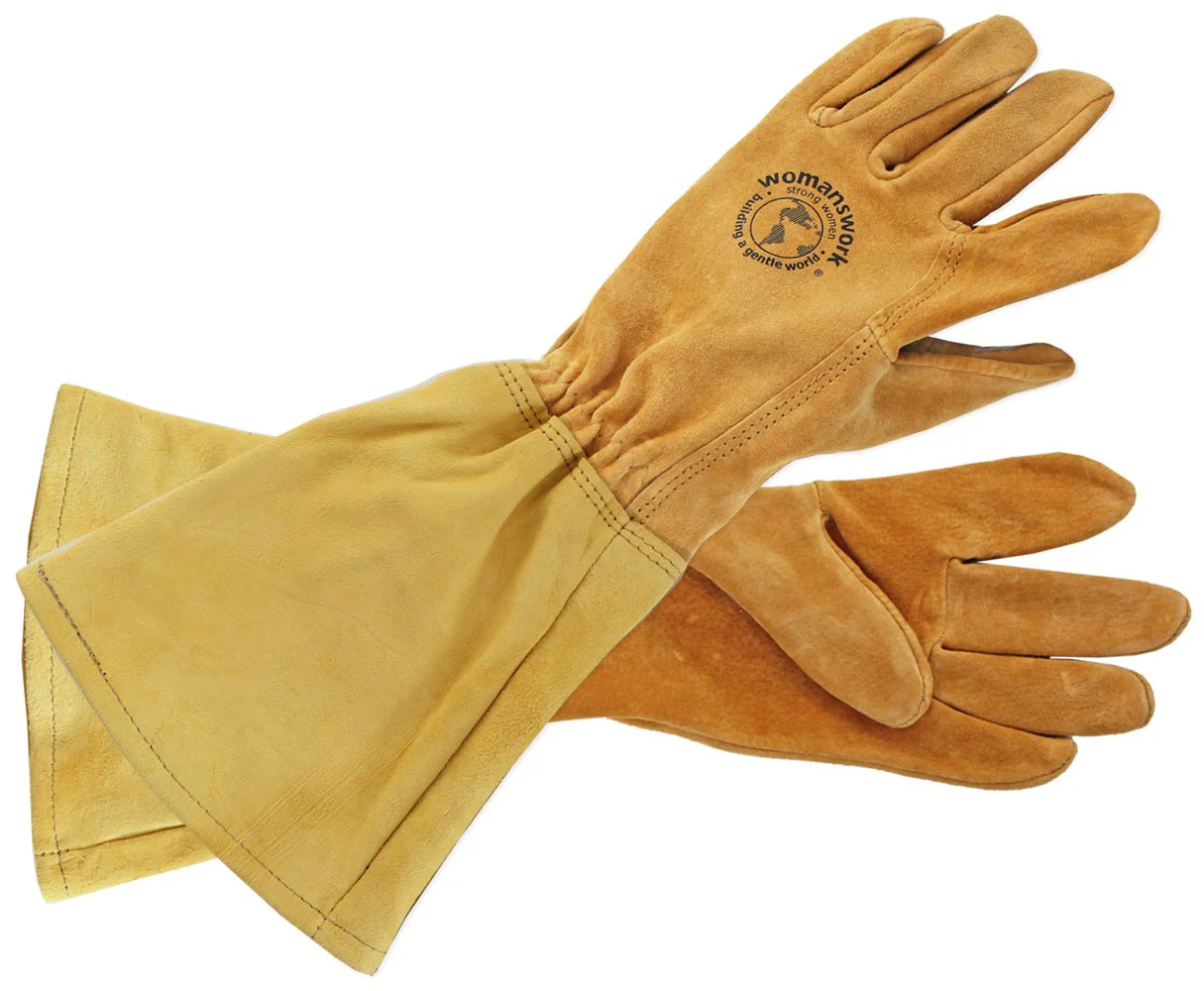 Womanswork Rose Gauntlet Leather Garden Gloves – Made in the USA Size Medium