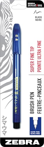 Zebra Pen Zensations Brush Pen, Brush Tip, Black Water-Resistant Ink, 1-Pack, Tip